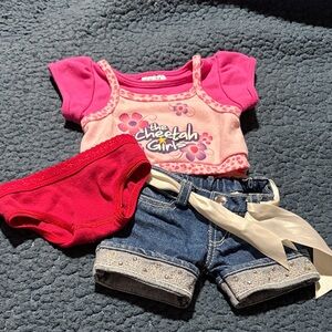 The Cheetah Girls Pink Floral Top with Denim Shorts and Red Underwear